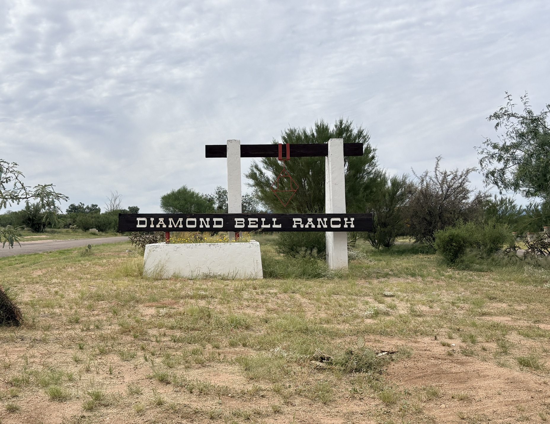 Diamond Bell Ranch entrance sign in the Sonoran Desert